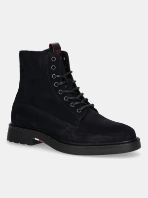 Tommy Hilfiger trapery zamszowe COMFORT LWT SDE BOOT męskie kolor granatowy FM0FM05594