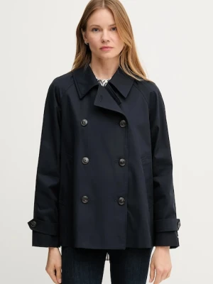 Tommy Hilfiger trencz bawełniany kolor granatowy przejściowy dwurzędowy WW0WW45618
