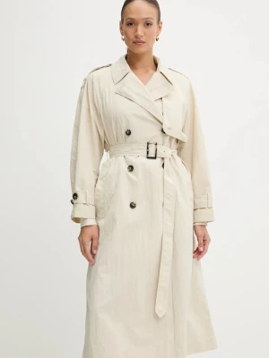 Tommy Hilfiger trencz damski kolor beżowy przejściowy oversize WW0WW45632