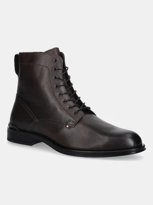 Tommy Hilfiger trzewiki skórzane CORPORATE HILFIGER LTH ZIP BOOT