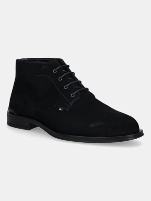 Tommy Hilfiger trzewiki zamszowe CORPORATE HILFIGER SDE BOOT męskie kolor granatowy FM0FM05579