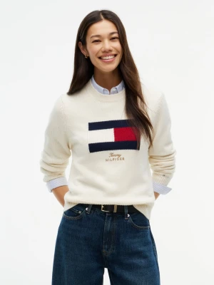 Tommy Hilfiger wełniana bluzka z domieszką kaszmiru Kobiety Wełna (100%) biały