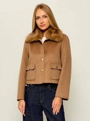 Tommy Hilfiger Wełniana kurtka | Regular Fit | shearling camel