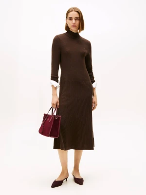 Tommy Hilfiger Wełniana sukienka MOCK-NK