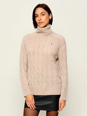 Tommy Hilfiger Wełniany golf | Loose fit beżowy