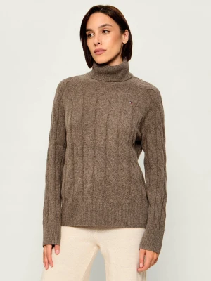 Tommy Hilfiger Wełniany golf | Loose fit brązowy