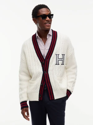 Tommy Hilfiger Wełniany kardigan | Regular Fit ecru