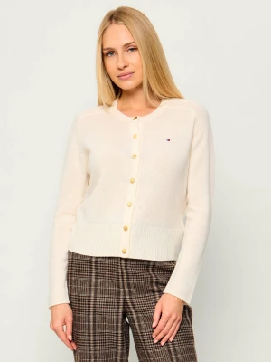 Tommy Hilfiger Wełniany kardigan | Slim Fit beżowy