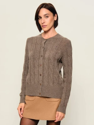 Tommy Hilfiger Wełniany kardigan | Slim Fit brązowy