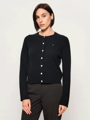 Tommy Hilfiger Wełniany kardigan | Slim Fit czarny
