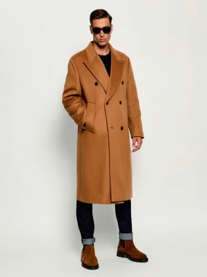Tommy Hilfiger Wełniany płaszcz brązowy