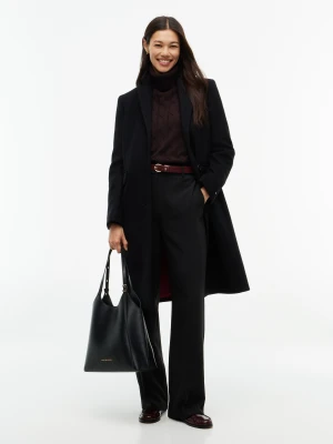 Tommy Hilfiger Wełniany płaszcz czarny