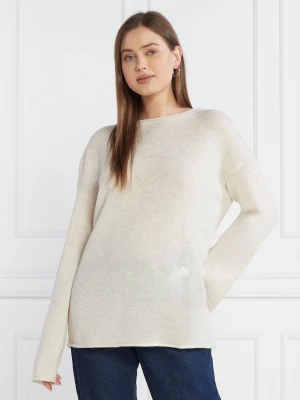 Tommy Hilfiger Wełniany sweter BOAT-NK | Relaxed fit beżowy