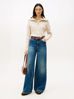 Tommy Hilfiger Wełniany sweter damski Kobiety Wełna biały marmurkowy,