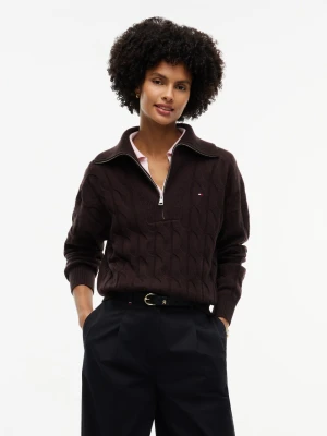 Tommy Hilfiger Wełniany sweter Kobiety Wełna brązowy