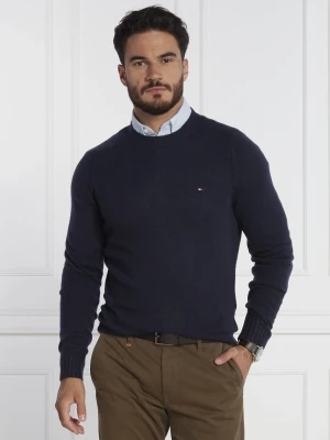 Tommy Hilfiger Wełniany sweter MULTI HTR MERINO CREW NECK | Regular Fit granatowy