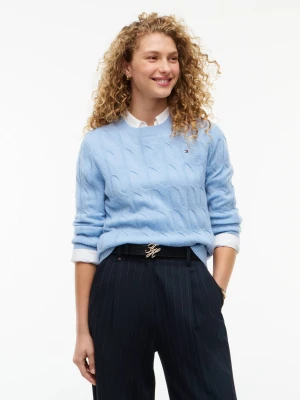 Tommy Hilfiger Wełniany sweter | Regular Fit błękitny