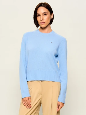 Tommy Hilfiger Wełniany sweter | Slim Fit błękitny