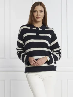 Tommy Hilfiger Wełniany sweter SOFT WOOL POLO-NK SWEATER | Regular Fit