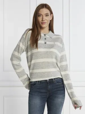 Tommy Hilfiger Wełniany sweter SOFT WOOL POLO-NK SWEATER | Regular Fit