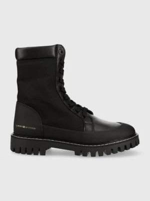 Tommy Hilfiger workery TH Casual Lace Up Boot damskie kolor czarny na płaskim obcasie