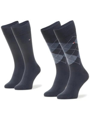 Tommy Hilfiger Zestaw 2 par wysokich skarpet męskich 100001495 Granatowy