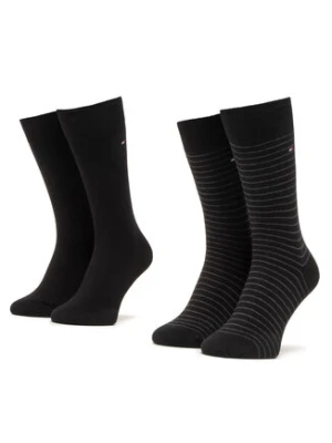 Tommy Hilfiger Zestaw 2 par wysokich skarpet męskich 100001496 Czarny