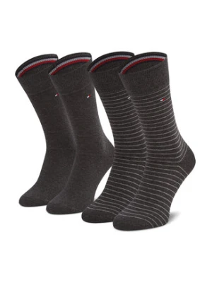Tommy Hilfiger Zestaw 2 par wysokich skarpet męskich 100001496 Szary