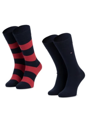 Tommy Hilfiger Zestaw 2 par wysokich skarpet męskich 342021001 Granatowy