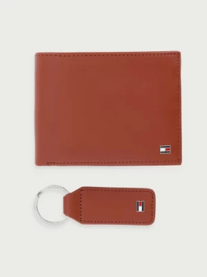 Tommy Hilfiger zestaw portfel i brelok skórzany brązowy