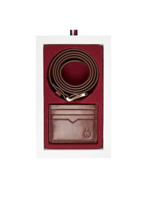Tommy Hilfiger Zestaw etui na karty i pasek Th Crest Belt And Cc Holder AM0AM13934 Brązowy
