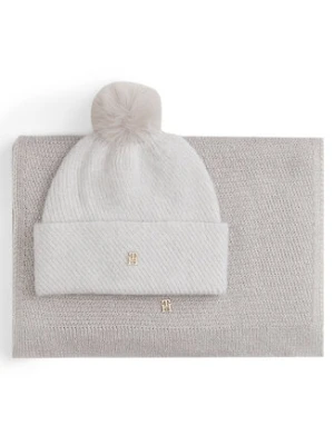 Tommy Hilfiger Zestaw Szalik i Czapka Pom Pom AW0AW17995 Beżowy