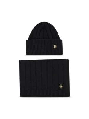 Tommy Hilfiger Zestaw Szalik i Czapka Th Timeless Beanie + Scarf AW0AW15367BDS Czarny