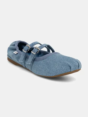 Tommy Jeans baleriny BALLERINA DENIM kolor niebieski EN0EN02782