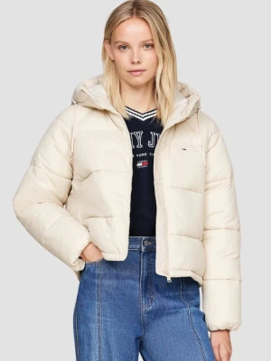 TOMMY JEANS Beżowa pikowana damska kurtka, Rozmiar L