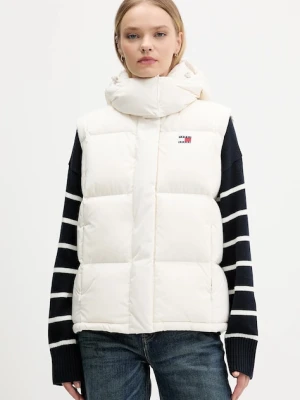 Tommy Jeans bezrękawnik puchowy kolor beżowy zimowy DW0DW21627