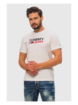 TOMMY JEANS Biały t-shirt męski z dużym logo