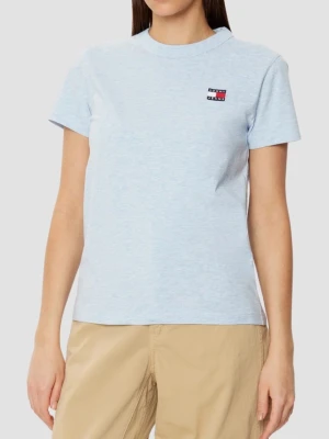 TOMMY JEANS Błękitny damski t-shirt z małym logo, Rozmiar S
