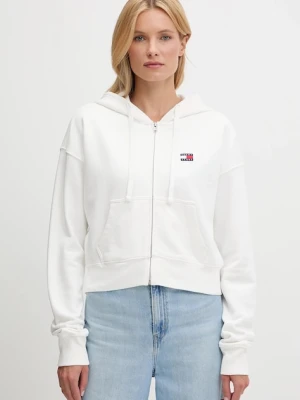 Tommy Jeans bluza bawełniana damska kolor biały z kapturem z aplikacją DW0DW21147