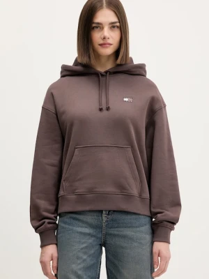 Tommy Jeans bluza bawełniana damska kolor brązowy z kapturem z aplikacją DW0DW19414