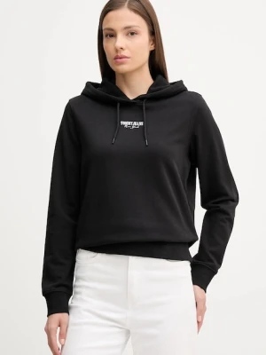 Tommy Jeans bluza bawełniana damska kolor czarny z kapturem z nadrukiem DW0DW20943