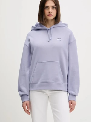 Tommy Jeans bluza bawełniana damska kolor fioletowy z kapturem z aplikacją DW0DW19414