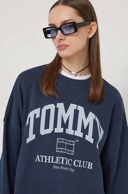 Tommy Jeans bluza bawełniana damska kolor granatowy z nadrukiem DW0DW18144