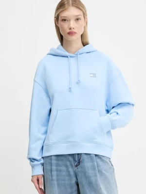 Tommy Jeans bluza bawełniana damska kolor niebieski z kapturem z aplikacją DW0DW19414