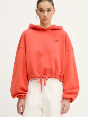 Tommy Jeans bluza bawełniana damska kolor pomarańczowy z kapturem gładka DW0DW20314