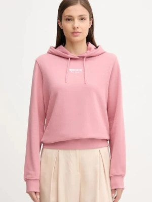 Tommy Jeans bluza bawełniana damska kolor różowy z kapturem z nadrukiem DW0DW20943