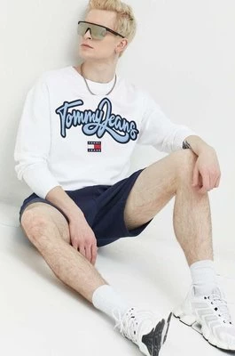 Tommy Jeans bluza bawełniana męska kolor biały z aplikacją