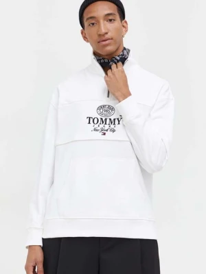 Tommy Jeans bluza bawełniana męska kolor biały z aplikacją