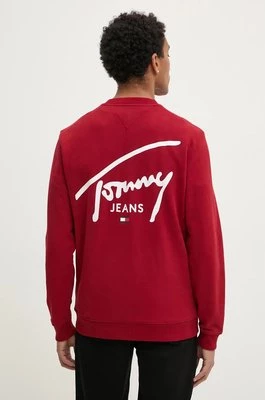 Tommy Jeans bluza bawełniana męska kolor bordowy z nadrukiem DM0DM19230