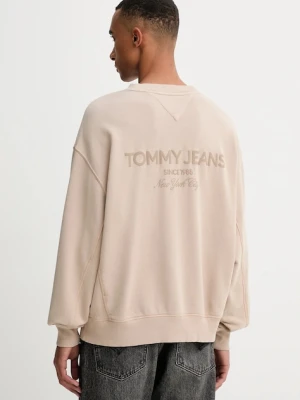 Tommy Jeans bluza bawełniana męska kolor brązowy z aplikacją DM0DM22079